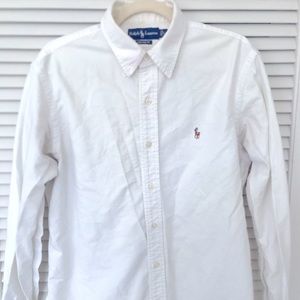 Mens White Polo Ralph Lauren Button Down Size L